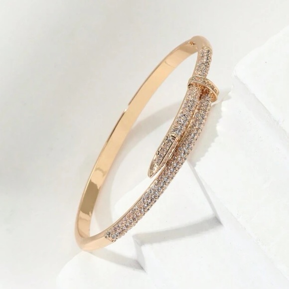 Posh Chronicles Jewelry - New 18K Gold Paved Rhinestone Bangle